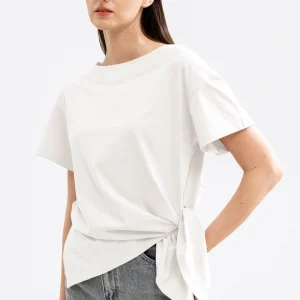 Asymmetric Tie - Front White/ Brown Tee