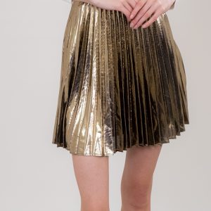 Metallic Pleated Mini Skirt