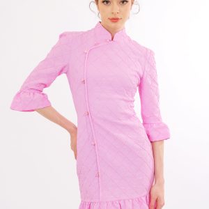 Pink Quilted Qipao - Style Mini Dress