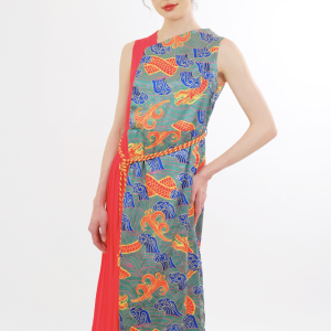 Asymmetric Color - Printed Qipao