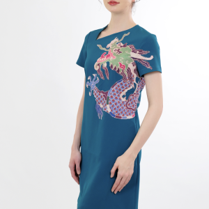 Chinese Dragon - Embroidered Qipao - Style Dress