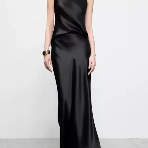 Silk Black Midi Skirt - Timeless Elegance