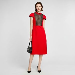 Elegant Red & Black Lace Overlay Cheongsam