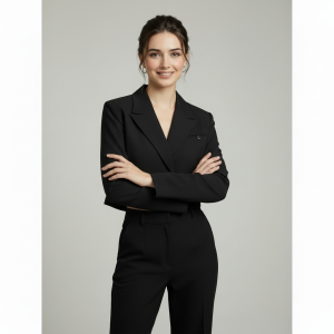 The Soho Cropped Power Blazer in Onyx